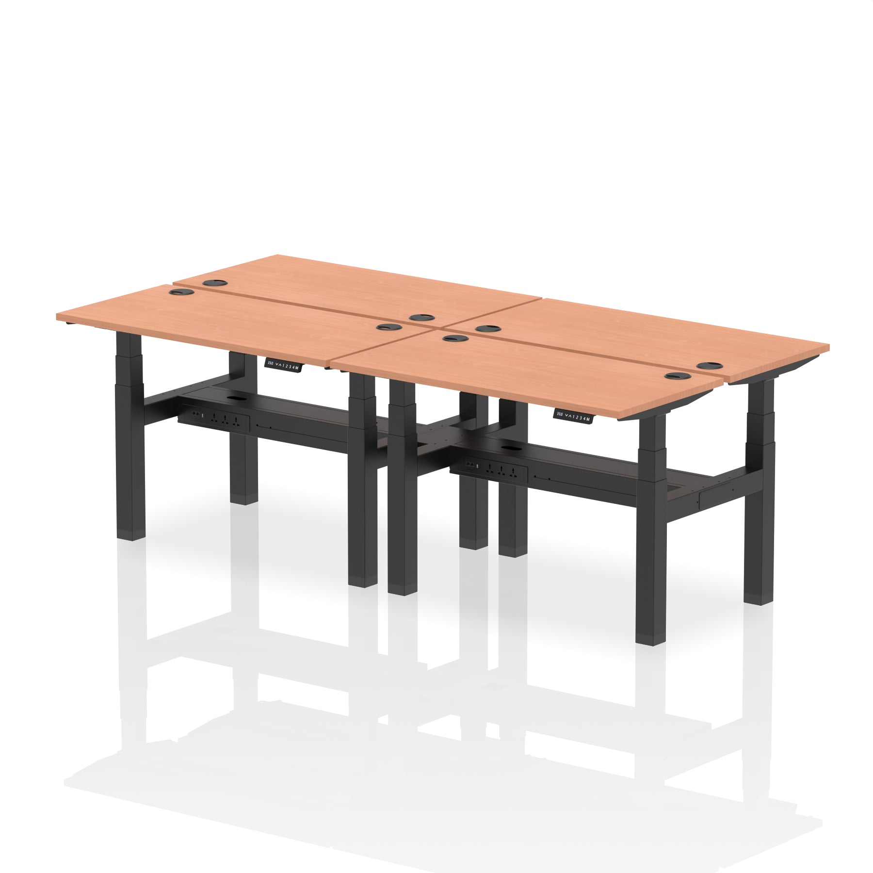 Height Adjustable Slimline  Desk for 4 Person Air Back to Back by Dynamics Desk Top  Beech Width 120cm