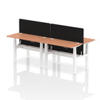 Air Back-to-Back Height Adjustable Bench Desk - 4 Person Black Screen dynamic  Desk Top  Beech Width 120cm