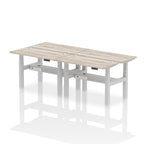 Air Back-to-Back Slimline Height Adjustable Bench Desk - 4 Person dynamic  Desk Top  Grey Oak Width 120cm
