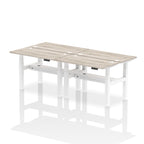Air Back-to-Back Slimline Height Adjustable Bench Desk - 4 Person dynamic  Desk Top  Grey Oak Width 120cm