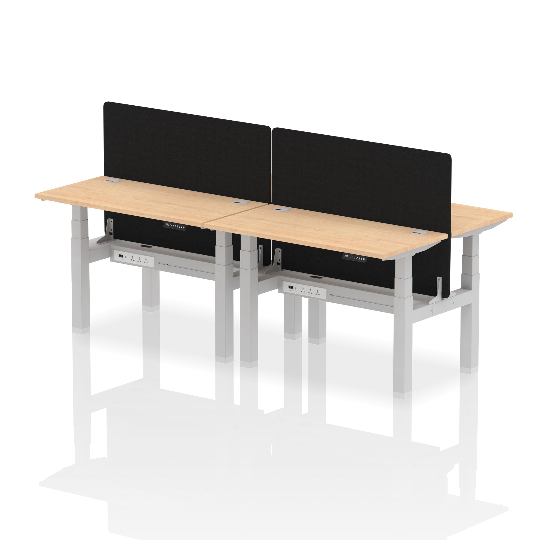 Height Adjustable Slimline Desk for 4 Person Air Back to Back + Screen ...