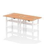 Air Back-to-Back Slimline Height Adjustable Bench Desk - 4 Person dynamic  Desk Top  Oak Width 120cm