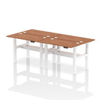 Air Back-to-Back Slimline Height Adjustable Bench Desk - 4 Person dynamic  Desk Top  Walnut Width 120cm