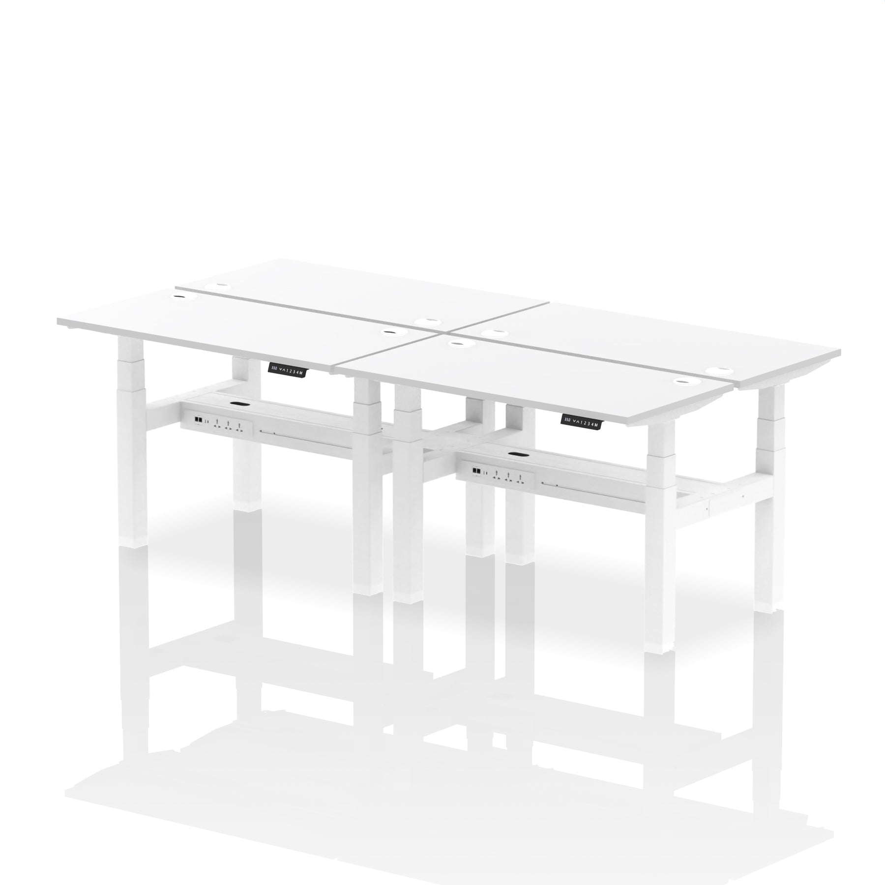 Air Back-to-Back Slimline Height Adjustable Bench Desk - 4 Person dynamic  Desk Top  White Width 120cm