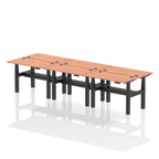 Height Adjustable Slimline  Desk for 6 Person Air Back to Back by Dynamics  Desk Top  Beech Width 120cm