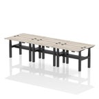 Air Back-to-Back Slimline Height Adjustable Bench Desk - 6 Person dynamic  Desk Top  Grey Oak Width 120cm