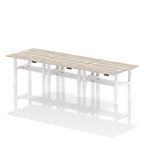 Air Back-to-Back Slimline Height Adjustable Bench Desk - 6 Person dynamic  Desk Top  Grey Oak Width 120cm