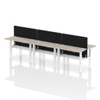 Air Back-to-Back Height Adjustable Bench Desk - 6 Person Black Screen dynamic  Desk Top  Grey Oak Width 120cm