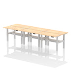 Air Back-to-Back Slimline Height Adjustable Bench Desk - 6 Person dynamic  Desk Top  Maple Width 120cm