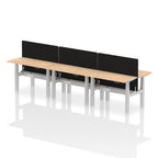 Air Back-to-Back Height Adjustable Bench Desk - 6 Person Black Screen dynamic  Desk Top  Maple Width 120cm