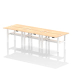 Air Back-to-Back Slimline Height Adjustable Bench Desk - 6 Person dynamic  Desk Top  Maple Width 120cm