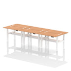 Air Back-to-Back Slimline Height Adjustable Bench Desk - 6 Person dynamic  Desk Top  Oak Width 120cm