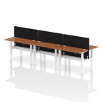 Air Back-to-Back Height Adjustable Bench Desk - 6 Person Black Screen dynamic  Desk Top  Walnut Width 120cm