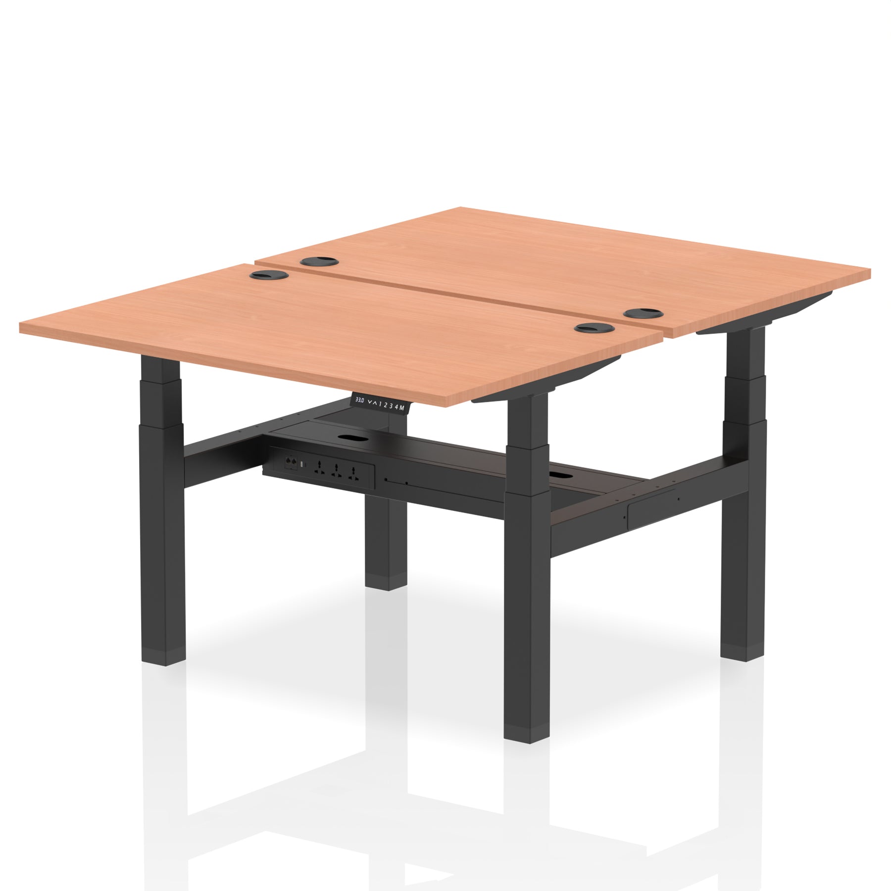 Height Adjustable Desk for 2 Person Air Back to Back Sit Stand by Dynamics Desk Top  Beech Width 120cm