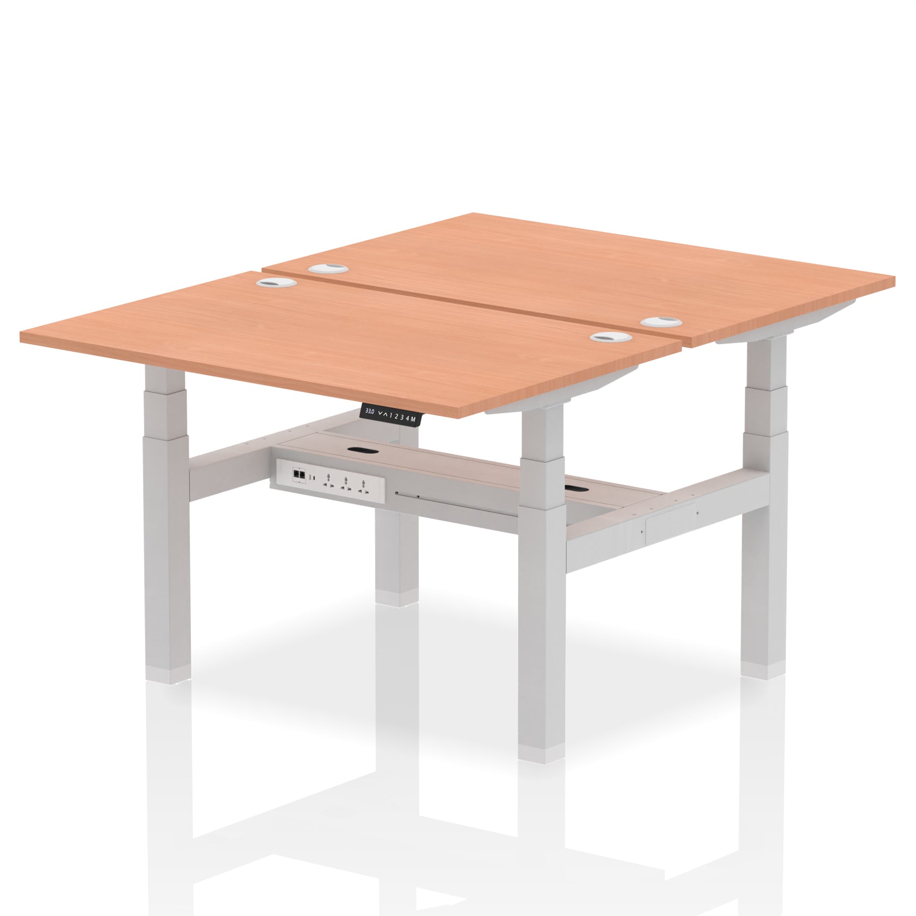 Air Back-to-Back Height Adjustable Bench Desk - 2 Person dynamic  Desk Top  Beech Width 120cm