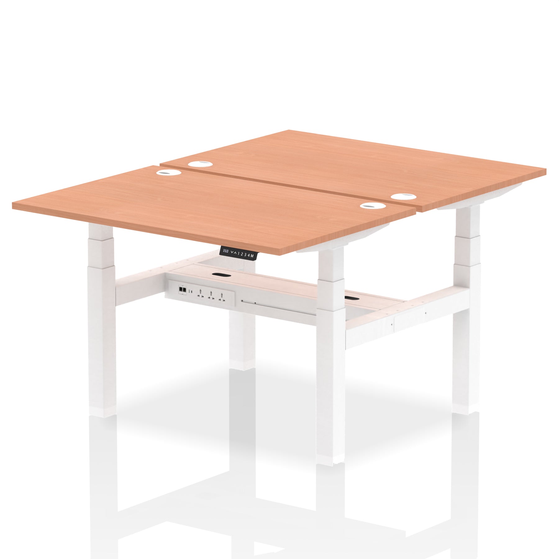 Air Back-to-Back Height Adjustable Bench Desk - 2 Person dynamic  Desk Top  Beech Width 120cm
