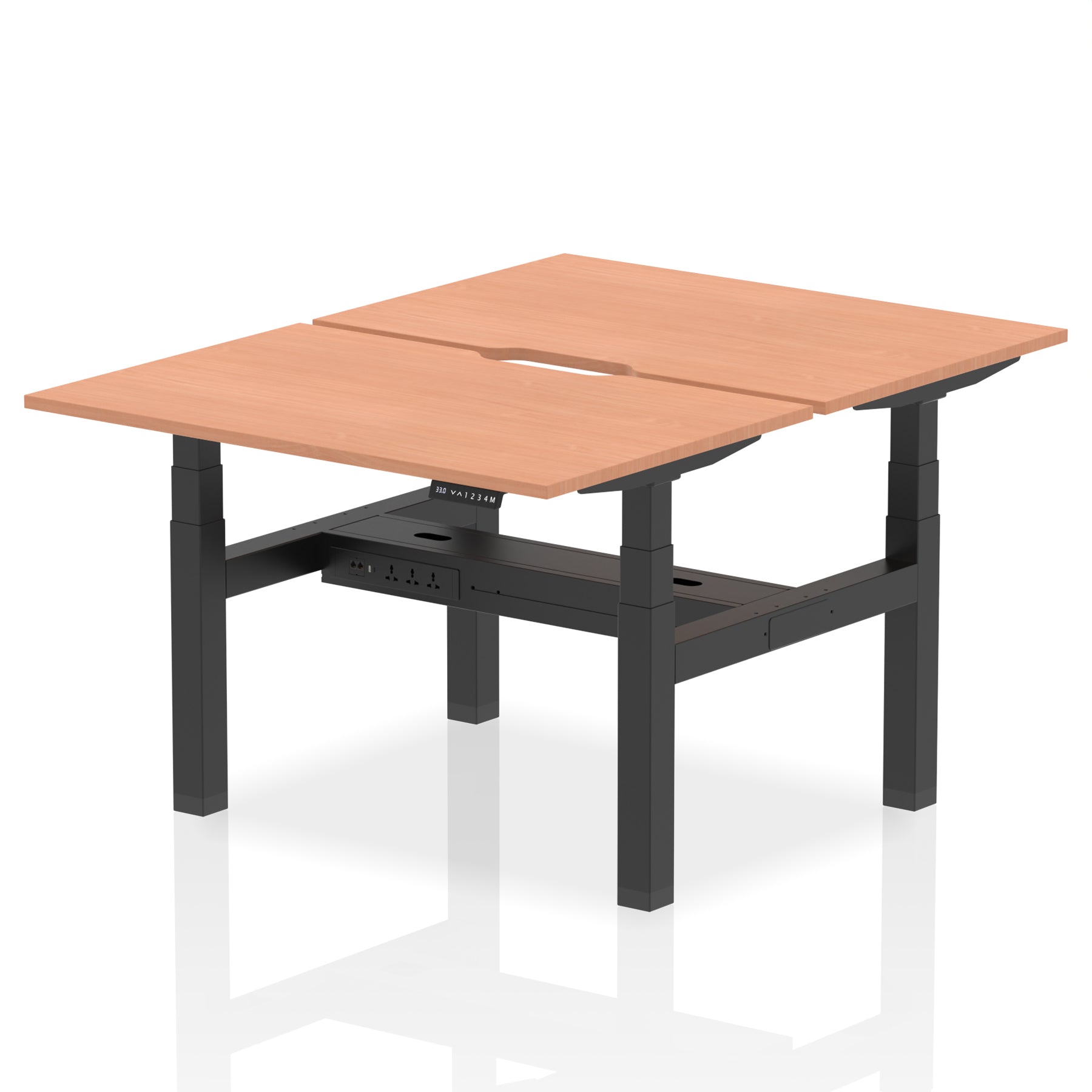 Height Adjustable Desk for 2 Person Air Scallop Back to Back by Dynamics Desk Top  Beech Width 120cm
