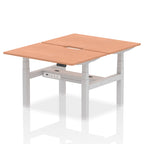 Air Back-to-Back Scalloped Edge Height Adjustable Bench Desk - 2 Person dynamic  Desk Top  Beech Width 120cm