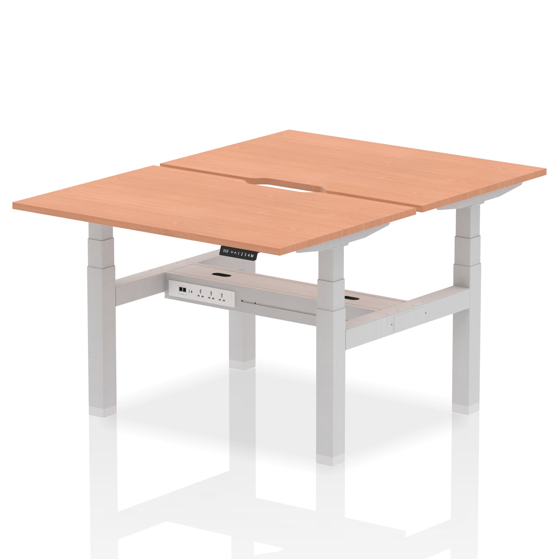 Air Back-to-Back Scalloped Edge Height Adjustable Bench Desk - 2 Person dynamic  Desk Top  Beech Width 120cm