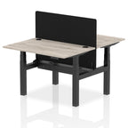 Air Back-to-Back Height Adjustable Bench Desk - 2 Person Black Screen dynamic  Desk Top  Grey Oak Width 120cm