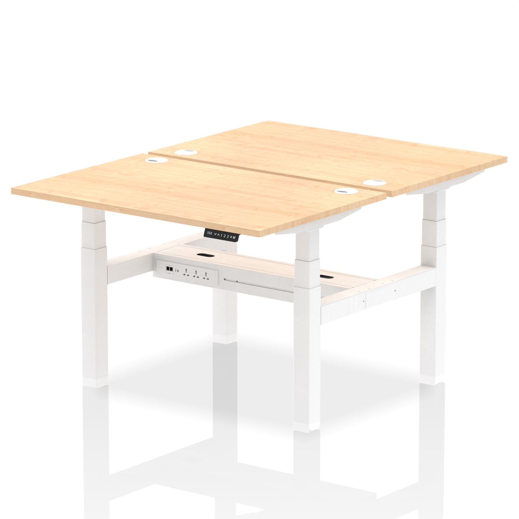 Air Back-to-Back Height Adjustable Bench Desk - 2 Person dynamic  Desk Top  Maple Width 120cm
