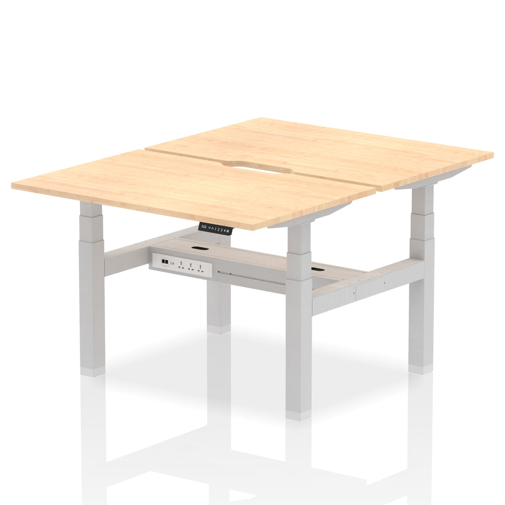 Air Back-to-Back Scalloped Edge Height Adjustable Bench Desk - 2 Person dynamic  Desk Top  Maple Width 120cm