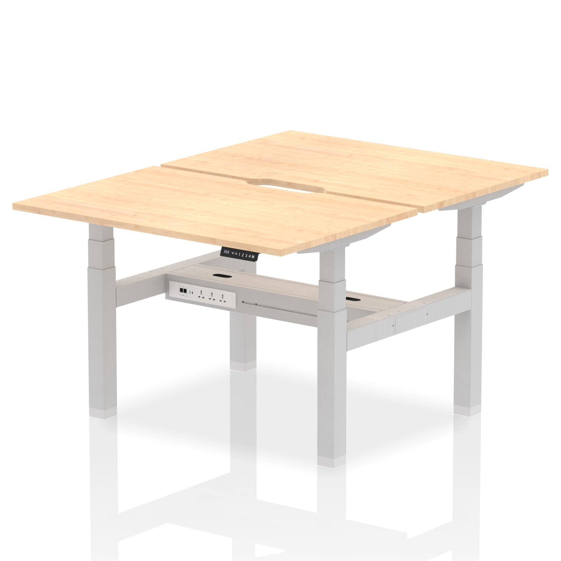 Air Back-to-Back Scalloped Edge Height Adjustable Bench Desk - 2 Person dynamic  Desk Top  Maple Width 120cm