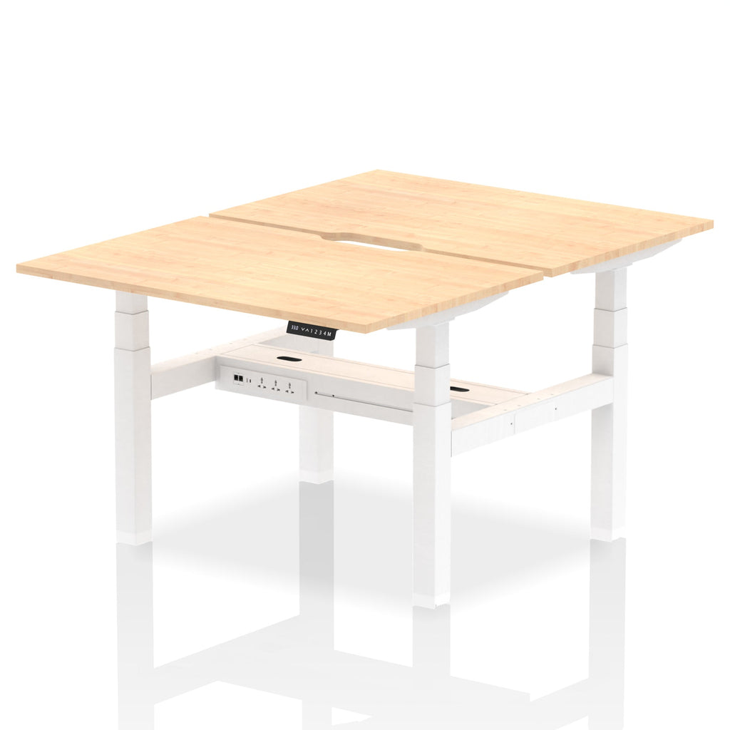 Air Back-to-Back Scalloped Edge Height Adjustable Bench Desk - 2 Person dynamic  Desk Top  Maple Width 120cm