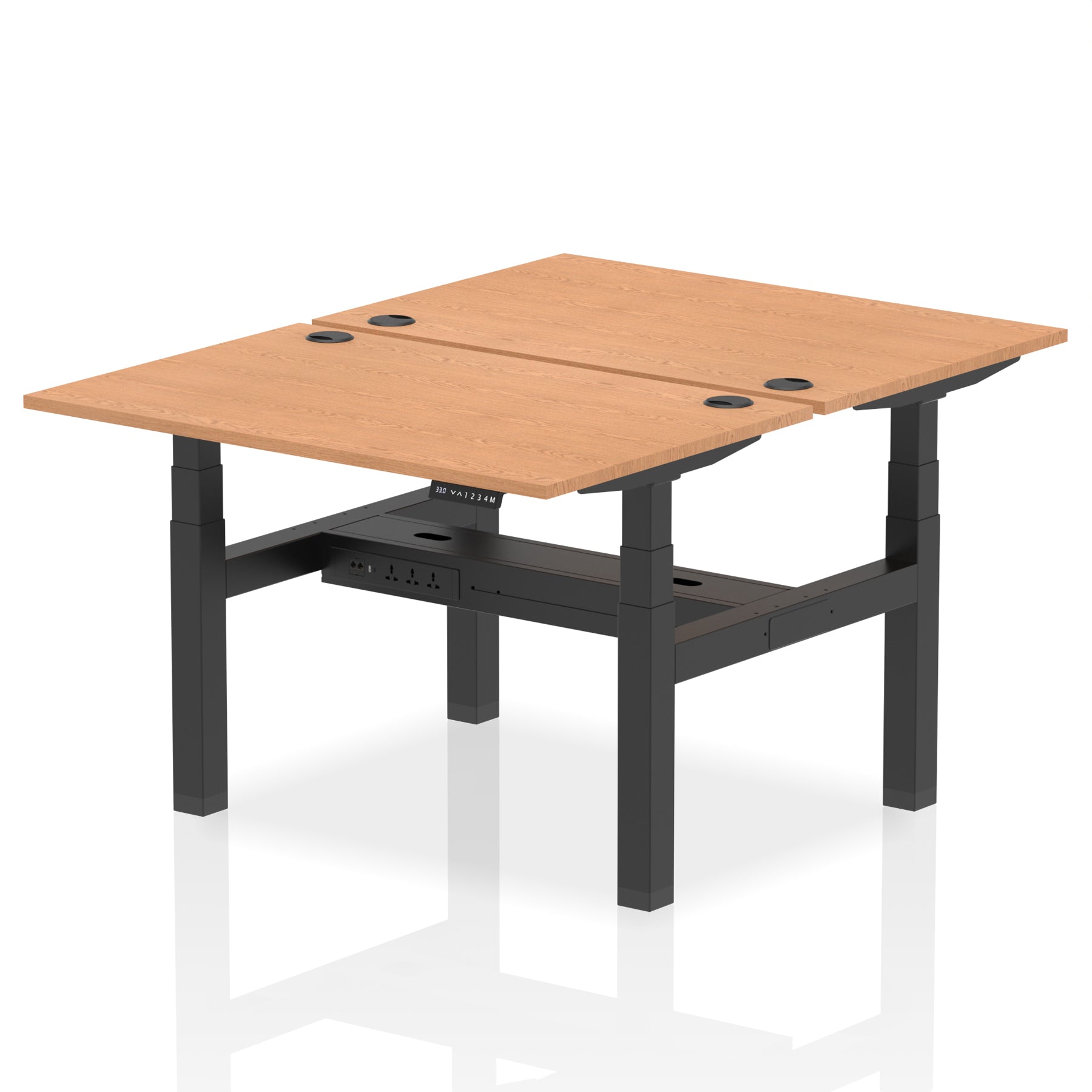 Air Back-to-Back Height Adjustable Bench Desk - 2 Person dynamic  Desk Top  Oak Width 120cm