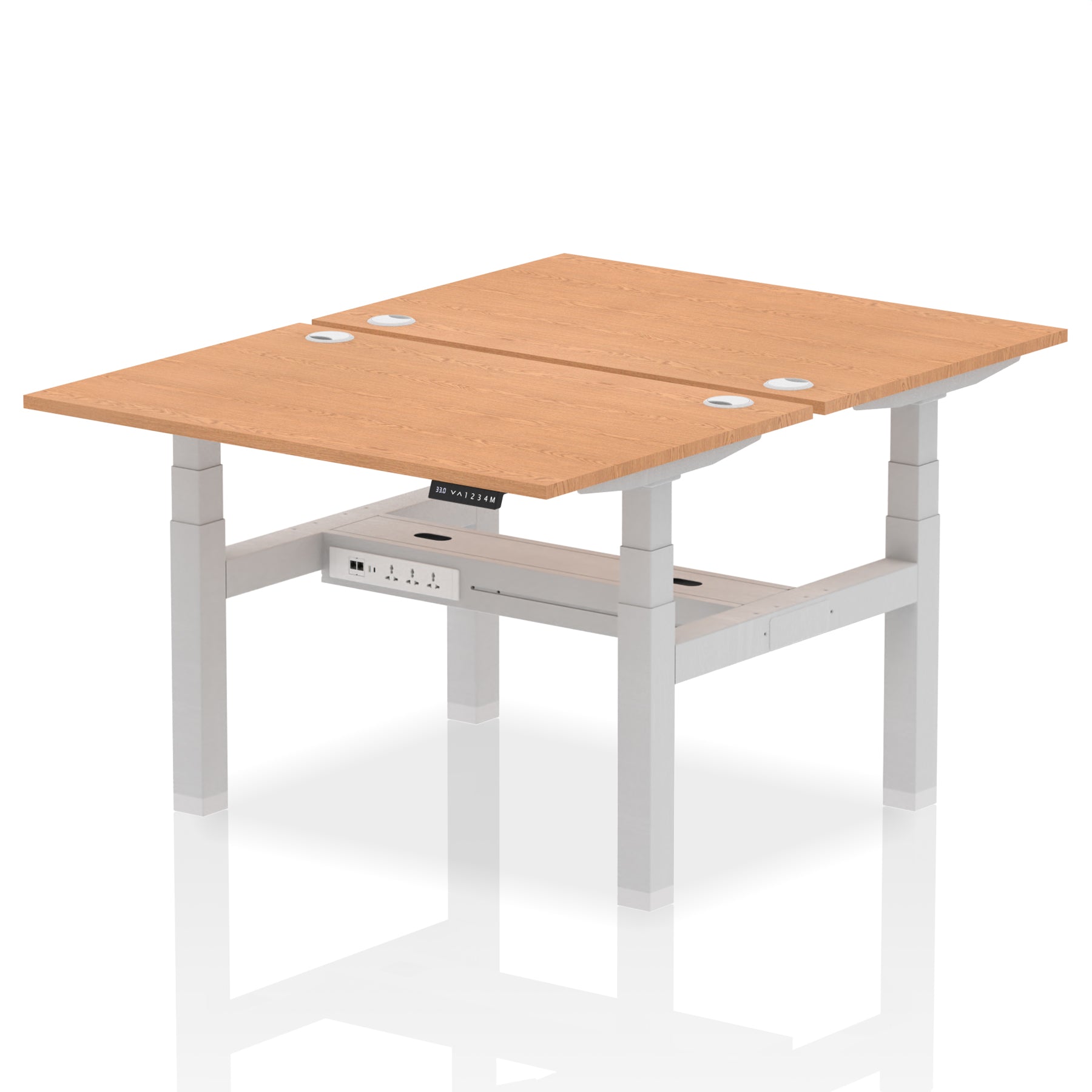Air Back-to-Back Height Adjustable Bench Desk - 2 Person dynamic  Desk Top  Oak Width 120cm