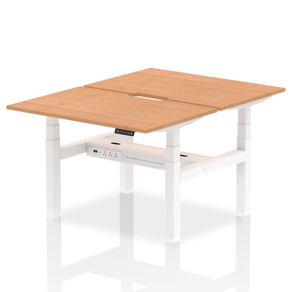 Air Back-to-Back Scalloped Edge Height Adjustable Bench Desk - 2 Person dynamic  Desk Top  Oak Width 120cm