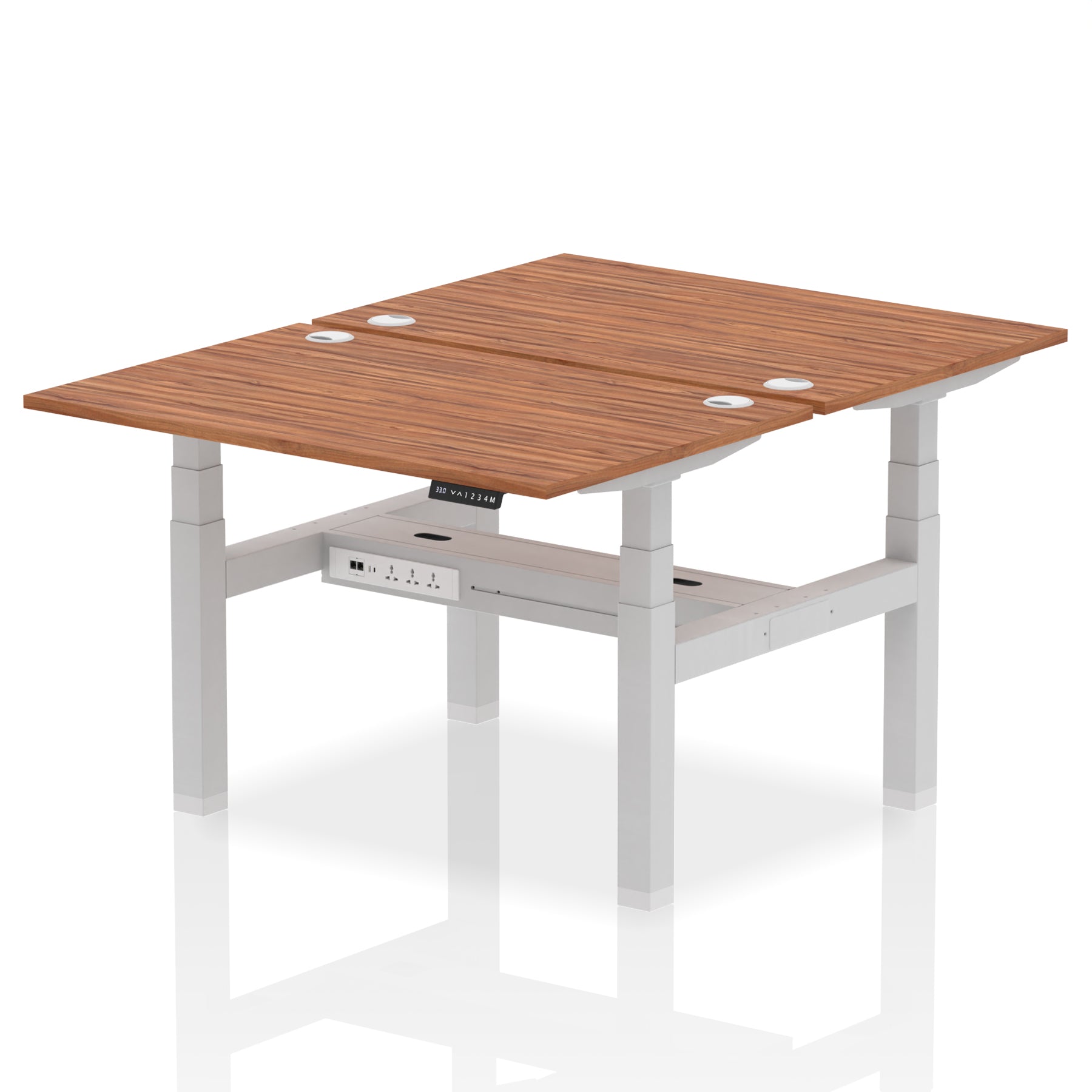 Air Back-to-Back Height Adjustable Bench Desk - 2 Person dynamic  Desk Top  Walnut Width 120cm