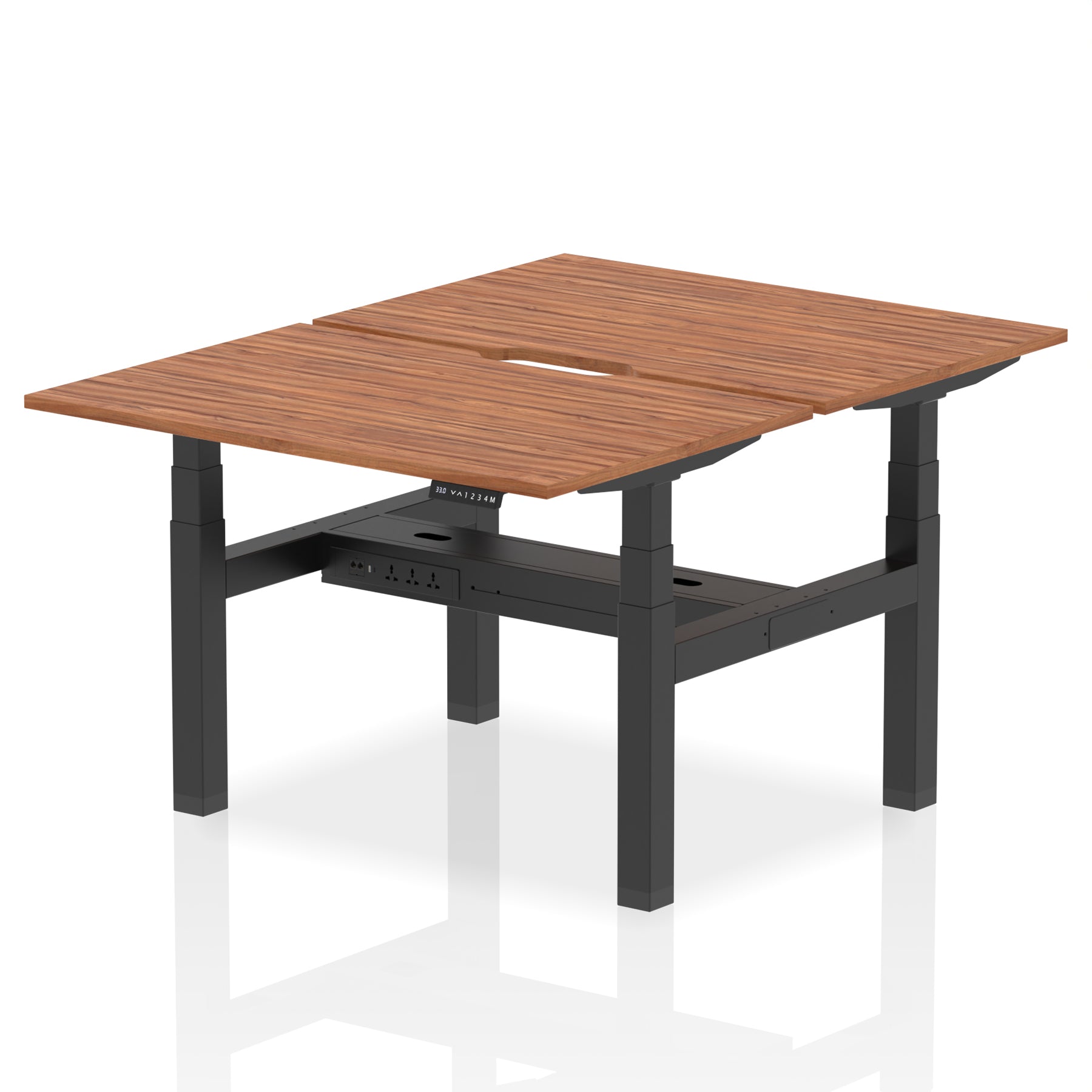 Air Back-to-Back Scalloped Edge Height Adjustable Bench Desk - 2 Person dynamic  Desk Top  Walnut Width 120cm