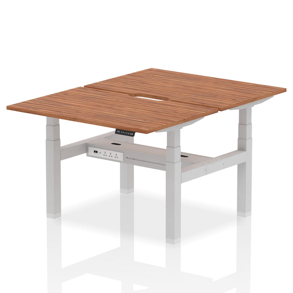 Air Back-to-Back Scalloped Edge Height Adjustable Bench Desk - 2 Person dynamic  Desk Top  Walnut Width 120cm