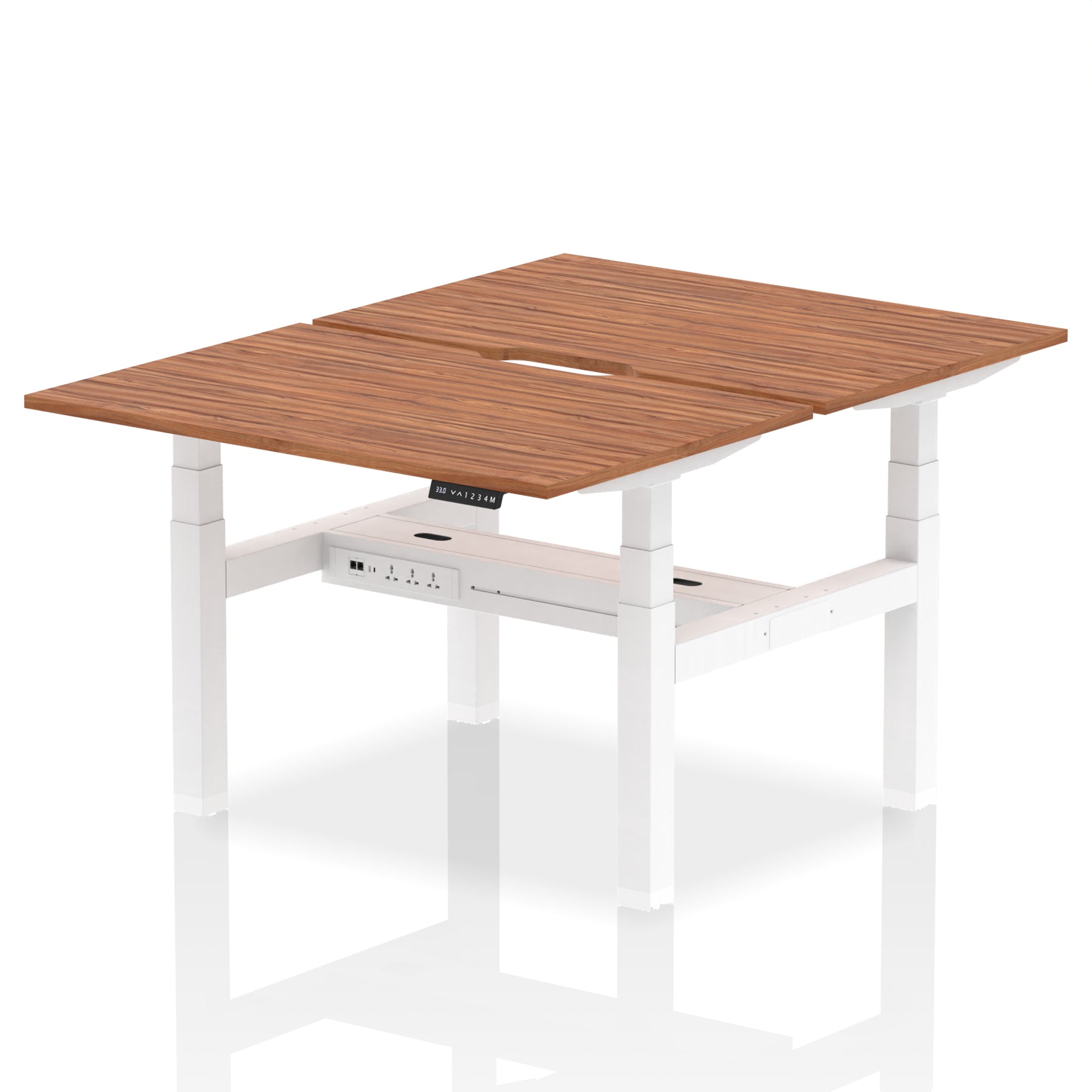 Air Back-to-Back Scalloped Edge Height Adjustable Bench Desk - 2 Person dynamic  Desk Top  Walnut Width 120cm