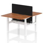 Air Back-to-Back curve Edge Height Adjustable Bench Desk - 2 Person Black Screen dynamic  Desk Top  Walnut Width 120cm
