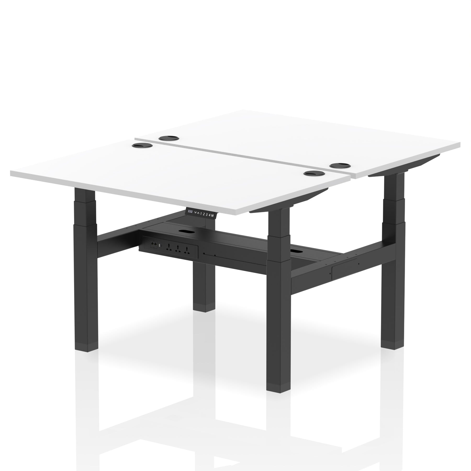 Air Back-to-Back Height Adjustable Bench Desk - 2 Person dynamic  Desk Top  White Width 120cm