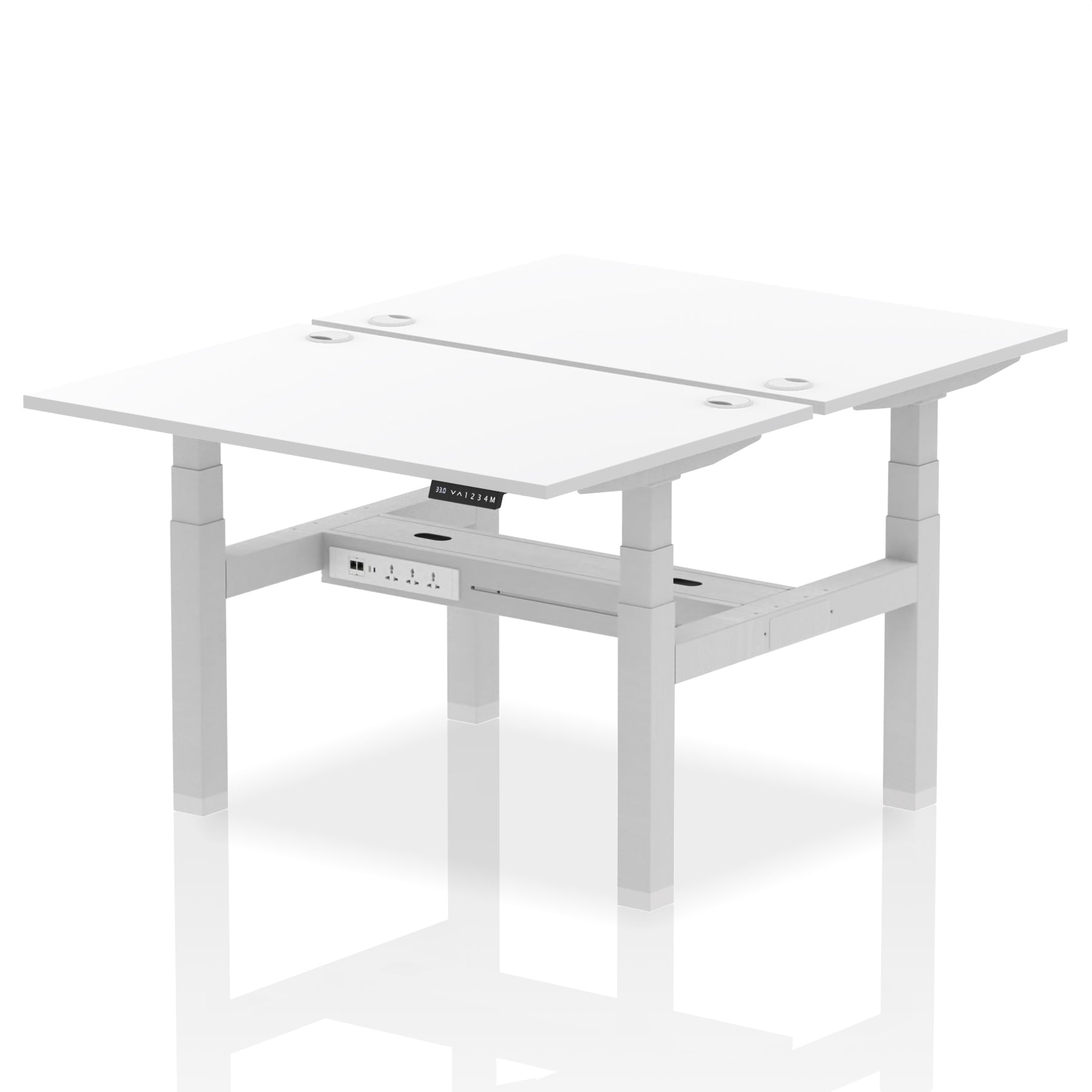 Air Back-to-Back Height Adjustable Bench Desk - 2 Person dynamic  Desk Top  White Width 120cm