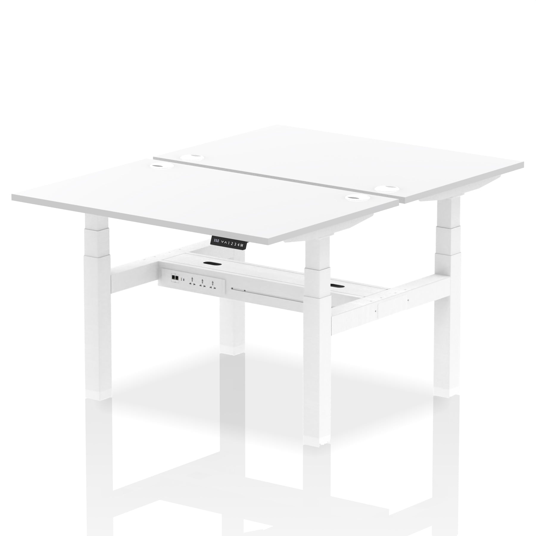 Air Back-to-Back Height Adjustable Bench Desk - 2 Person dynamic  Desk Top  White Width 120cm