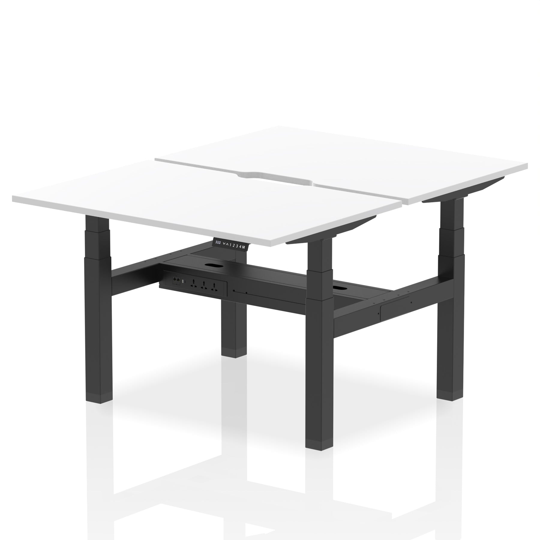 Air Back-to-Back Scalloped Edge Height Adjustable Bench Desk - 2 Person dynamic  Desk Top  White Width 120cm