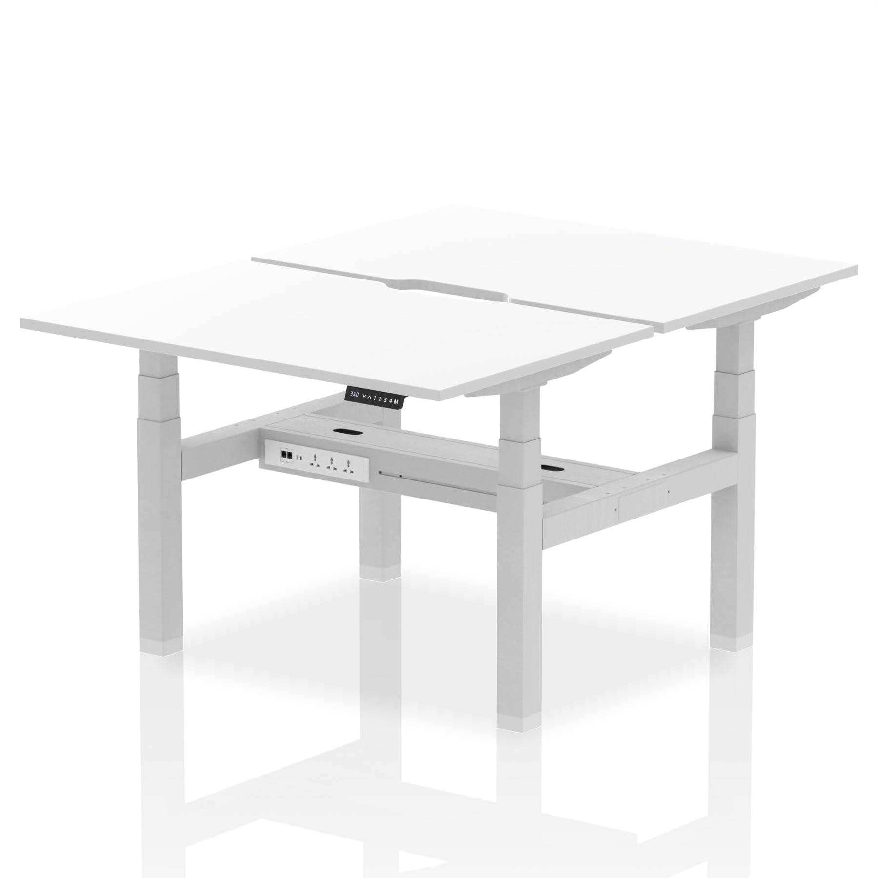 Air Back-to-Back Scalloped Edge Height Adjustable Bench Desk - 2 Person dynamic  Desk Top  White Width 120cm