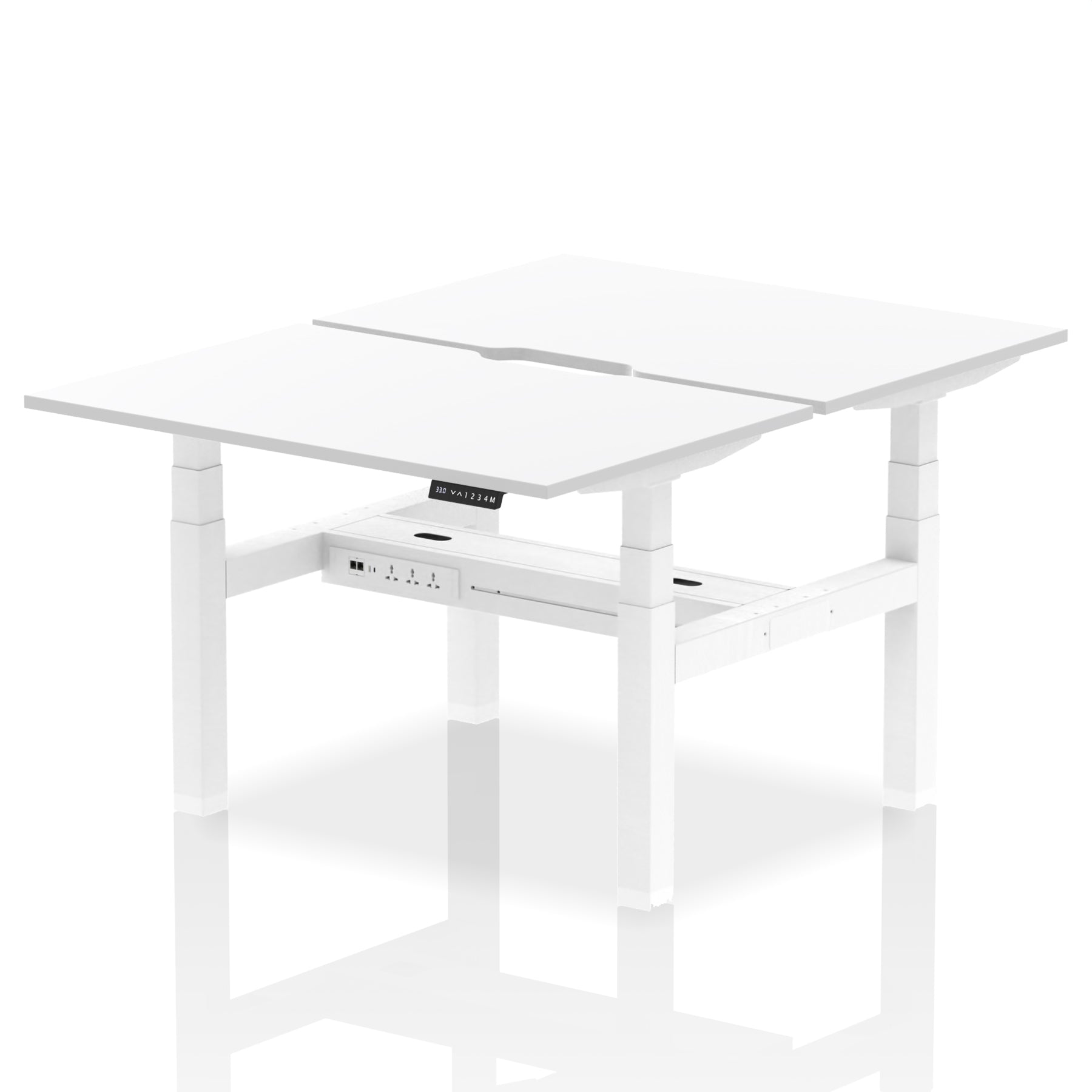 Air Back-to-Back Scalloped Edge Height Adjustable Bench Desk - 2 Person dynamic  Desk Top  White Width 120cm