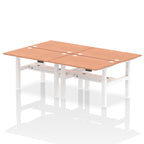 Air Back-to-Back Height Adjustable Bench Desk - 4 Person dynamic  Desk Top  Beech Width 120cm