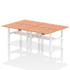 Air Back-to-Back Scalloped Edge Height Adjustable Bench Desk - 4 Person dynamic  Desk Top  Beech Width 120cm