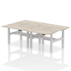 Air Back-to-Back Scalloped Edge Height Adjustable Bench Desk - 4 Person dynamic  Desk Top  Grey Oak Width 120cm