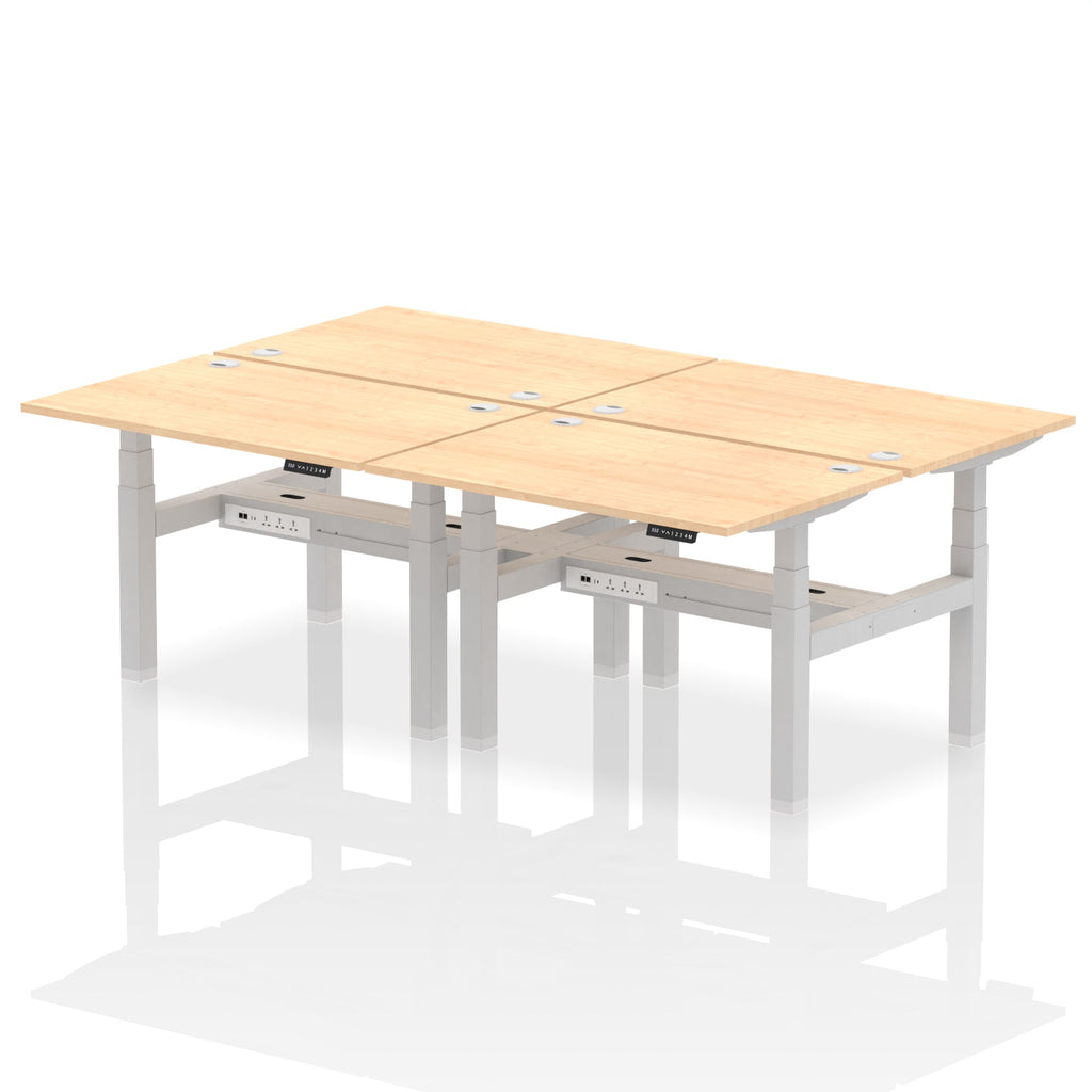 Air Back-to-Back Height Adjustable Bench Desk - 4 Person dynamic  Desk Top  Maple Width 120cm