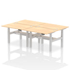 Air Back-to-Back Height Adjustable Bench Desk - 4 Person dynamic  Desk Top  Maple Width 120cm