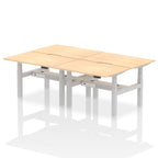 Air Back-to-Back Scalloped Edge Height Adjustable Bench Desk - 4 Person dynamic  Desk Top  Maple Width 120cm