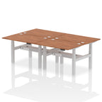 Air Back-to-Back Height Adjustable Bench Desk - 4 Person dynamic  Desk Top  Walnut Width 120cm