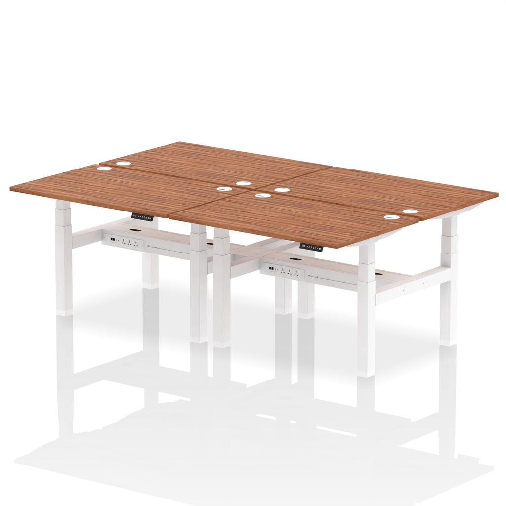 Air Back-to-Back Height Adjustable Bench Desk - 4 Person dynamic  Desk Top  Walnut Width 120cm